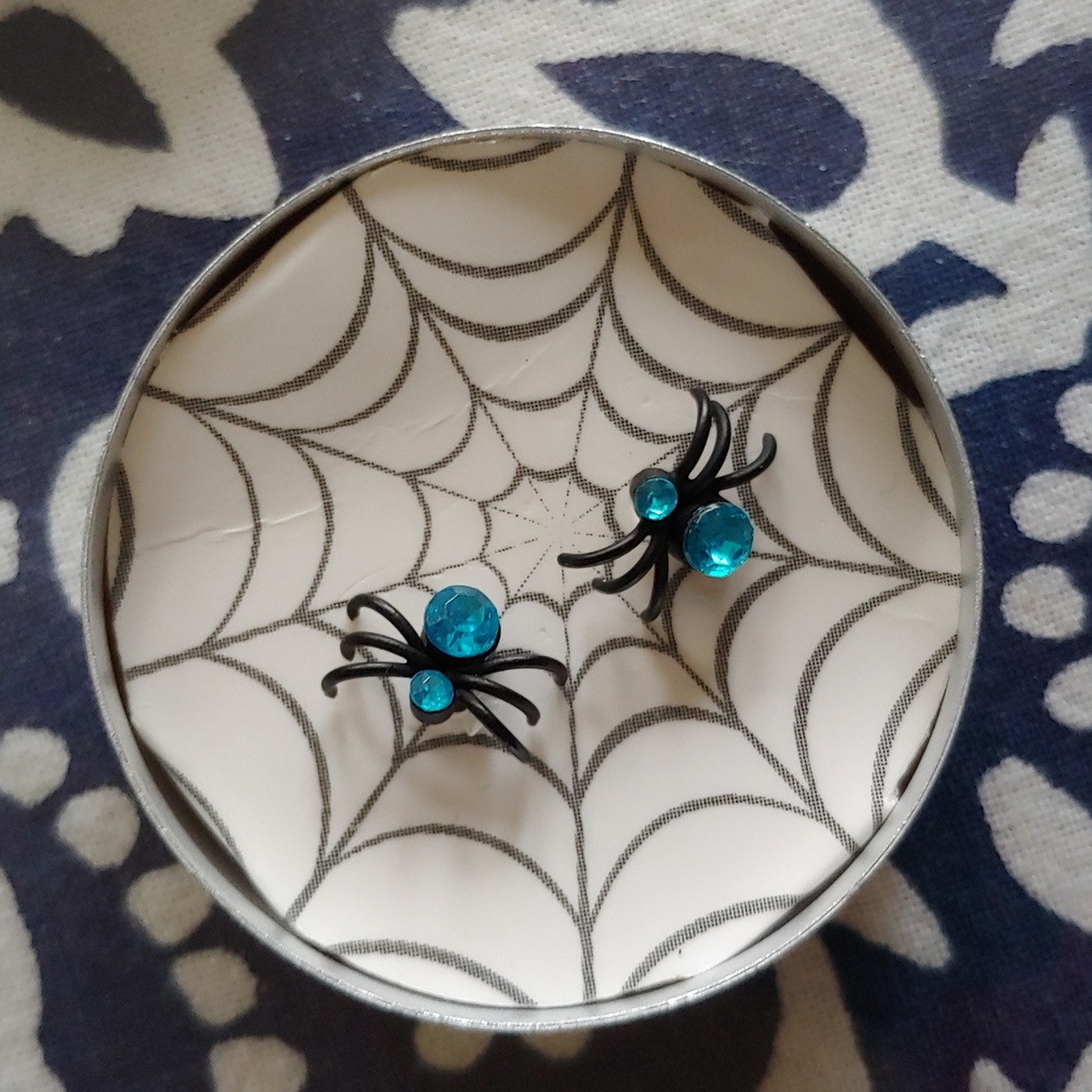 Spider gem earrings, posts with backs